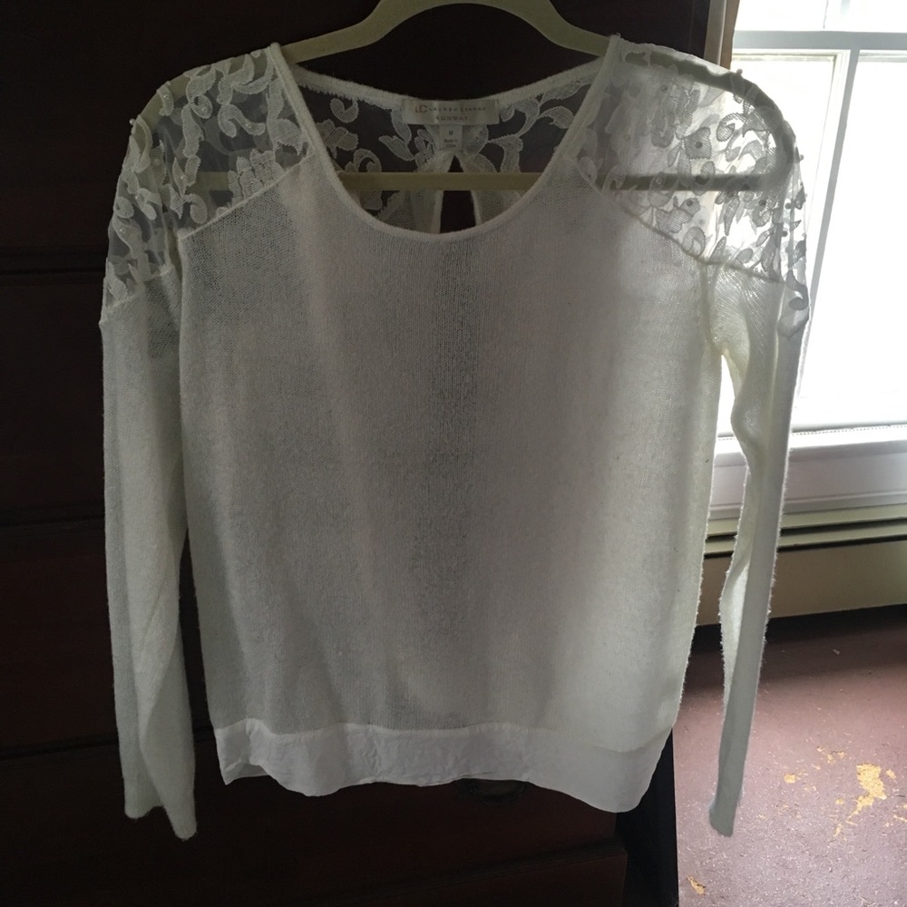 LC Lauren Conrad Runway Pearl and Lace Sweater